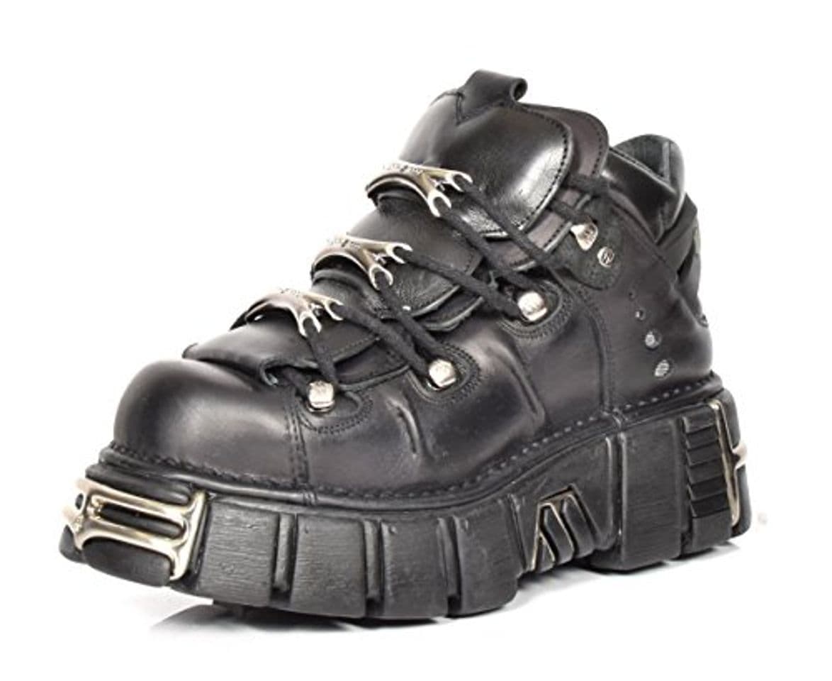 Producto New Rock Botines de Cuero Cordones Zapatos de Plataforma Metálicos Estilo Gótico