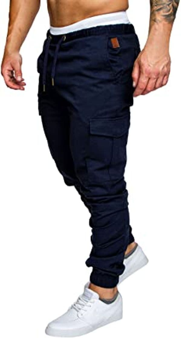 Moda FGFD Pantalones de Hombre Jogger Deportivos Pantalón Cargo Casuales Chino de Algodón