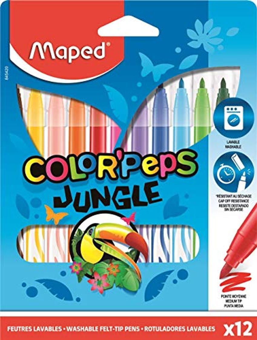 Product Maped Color' Peps Jungle - Pack de 12 Rotuladores con Estuche de