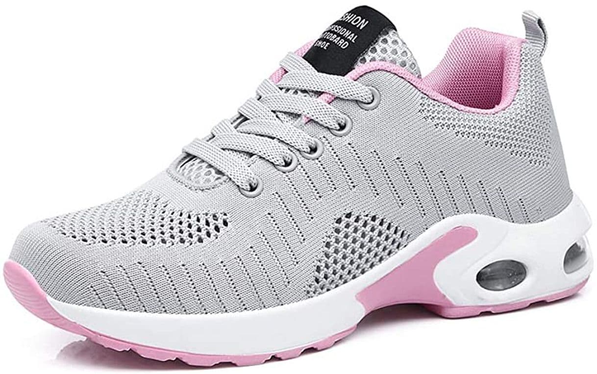 Producto Air Zapatillas de Running para Hombre Mujer Zapatos para Correr y Asfalto Aire Libre y Deportes Calzado Unisexo Gray Pink 38