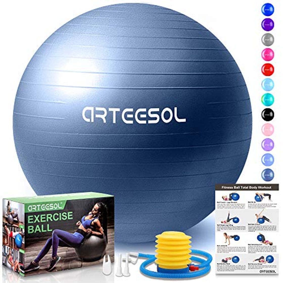 Producto arteesol Balón de Ejercicio Anti-explosión, 45cm/55cm/65cm/75cm/85cm Fitness Yoga Ball Estabilizador de balón