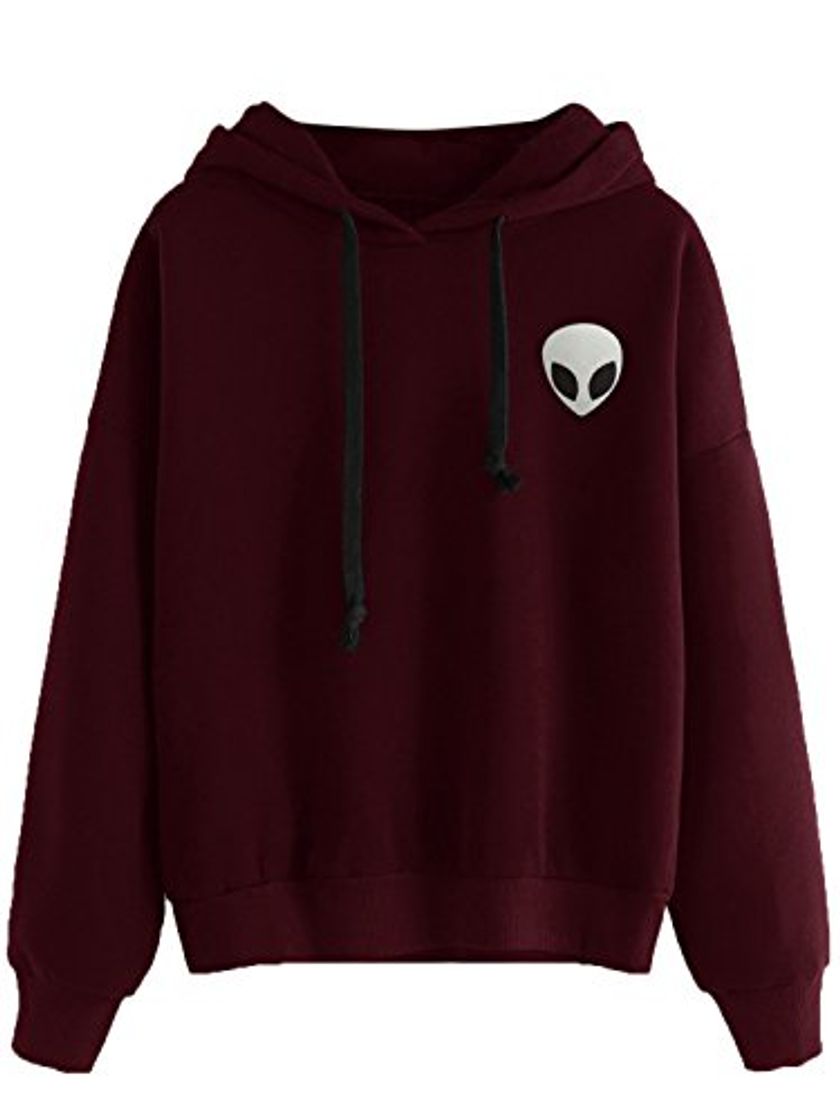 Product DIDK Sudadera con Parche de Alien Caída Hombro Manga Larga para Mujer