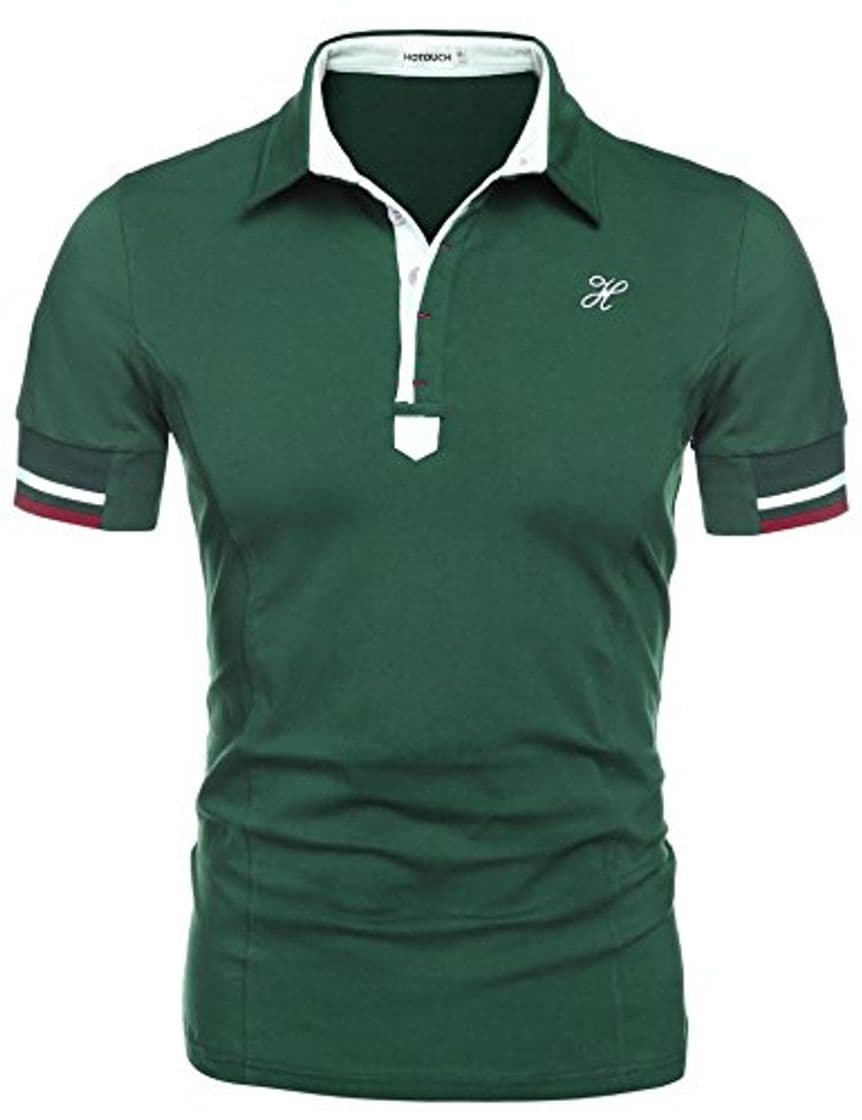 Moda HOTOUCH playera polo casual con botones para hombre