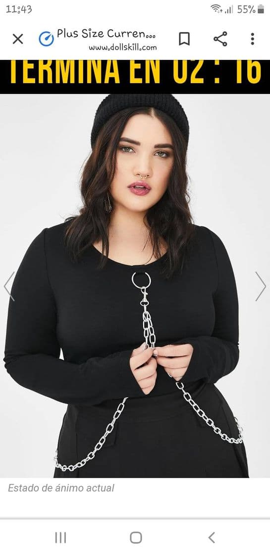 Moda Plus Size Current Mood Chain Long Sleeve Tee