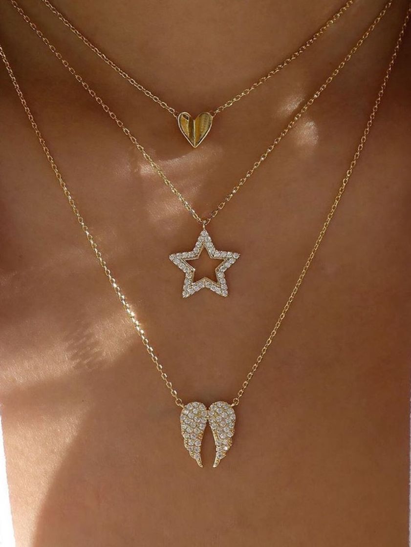 Producto Collar corazón estrella y alas de angel💖