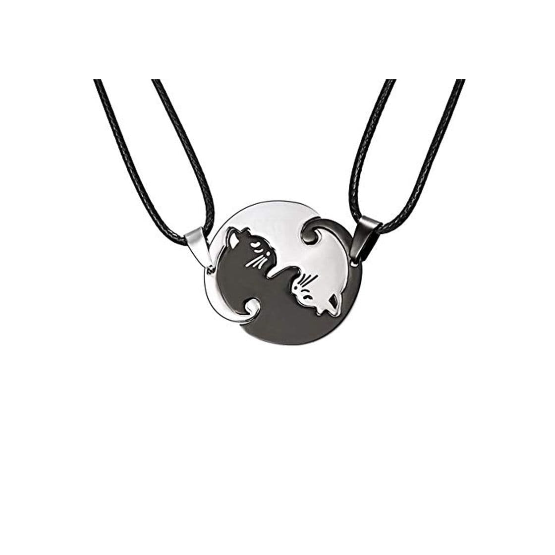 Moda ccsfrgtrh 1 par de Mujeres Hombres Pareja Amantes Collar de Cadena Colgante Gatito Gato Abrazo joyería