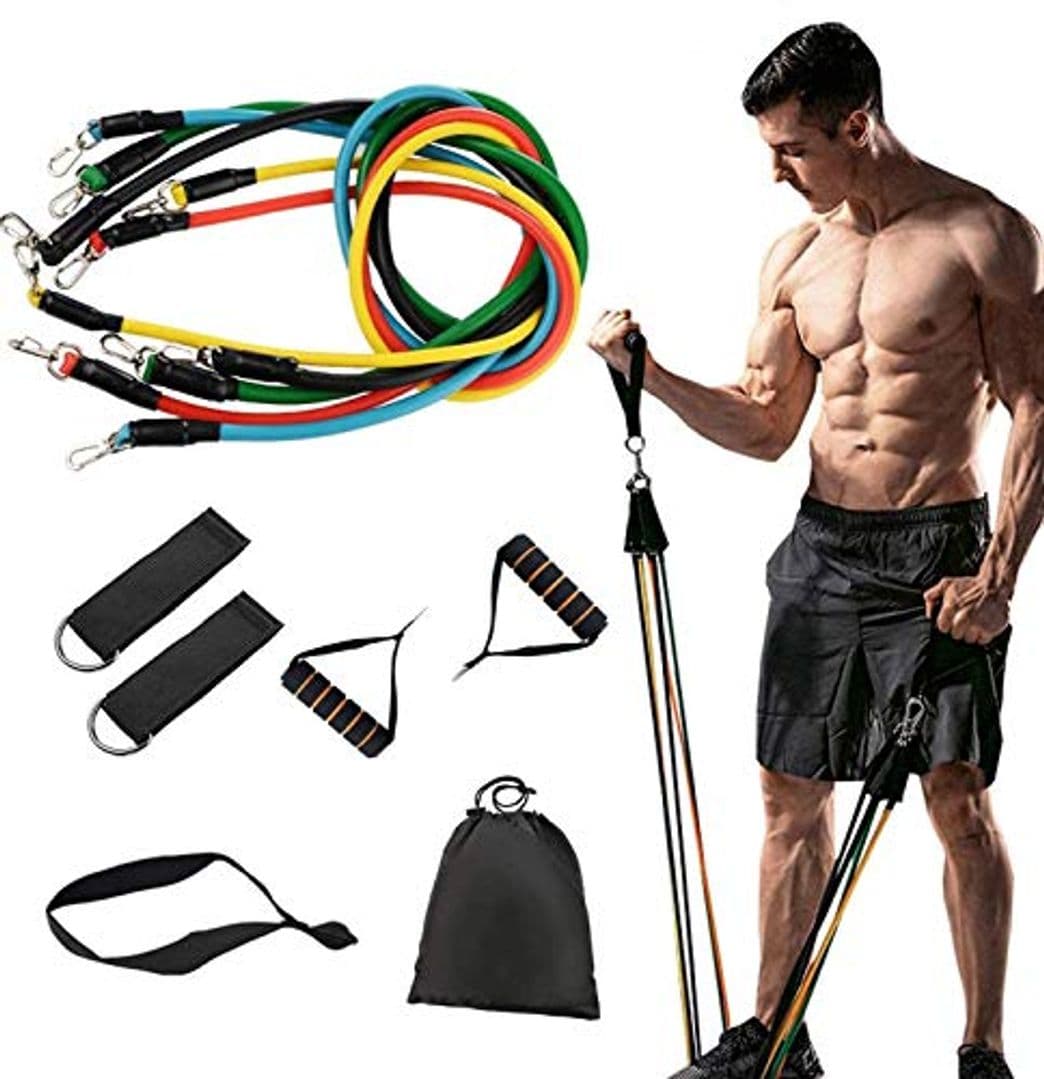 Producto Cinturón de Ejercicio Bandas Elasticas Fitness Juego de 11 PCS con Ancla