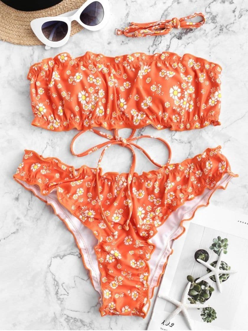 Product ZAFUL Conjunto de bikini de dos piezas con estampado de margaritas de