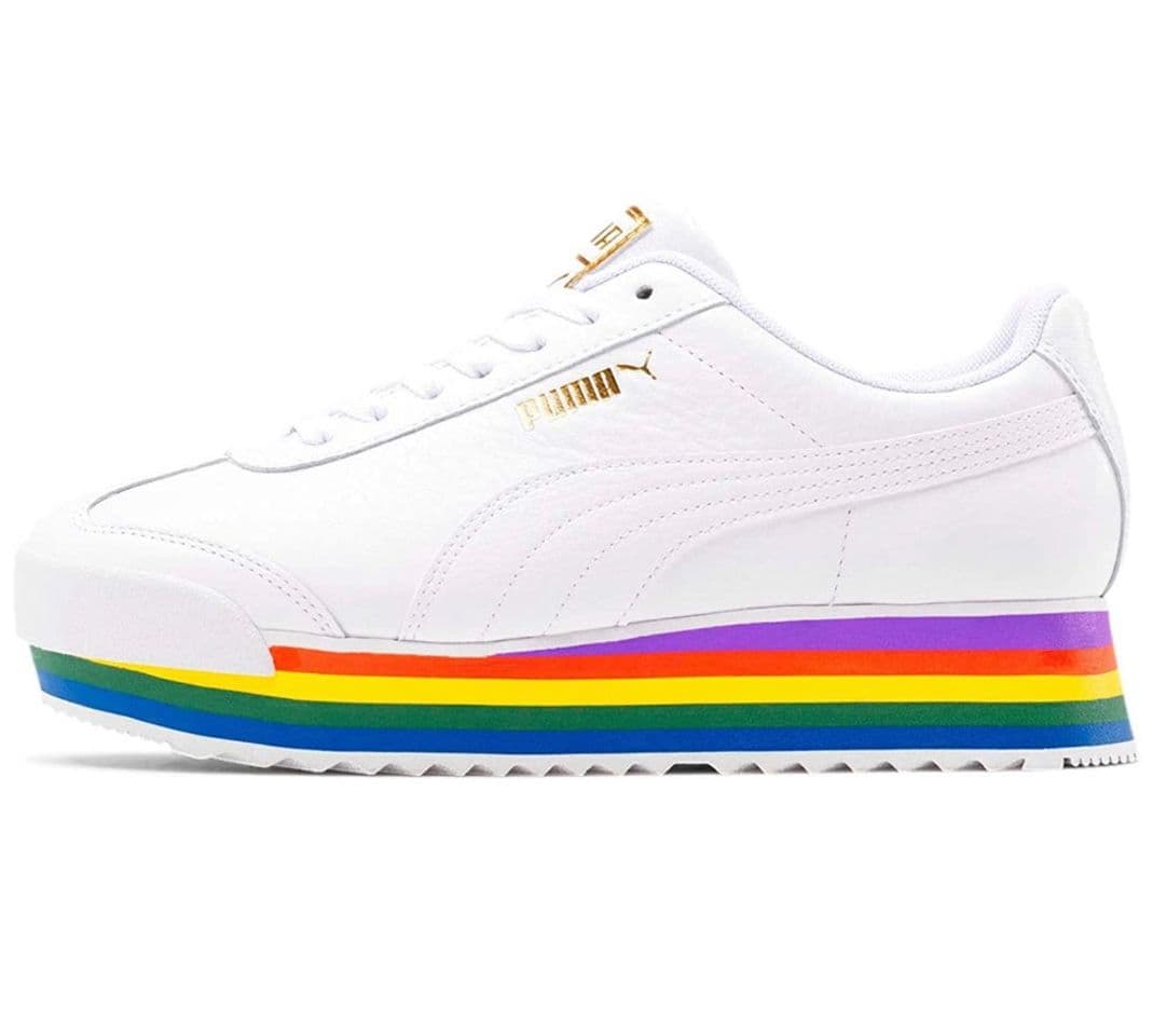 Fashion Estos Hermosos zapatos Puma Color blanco con Rainbow 🌈 