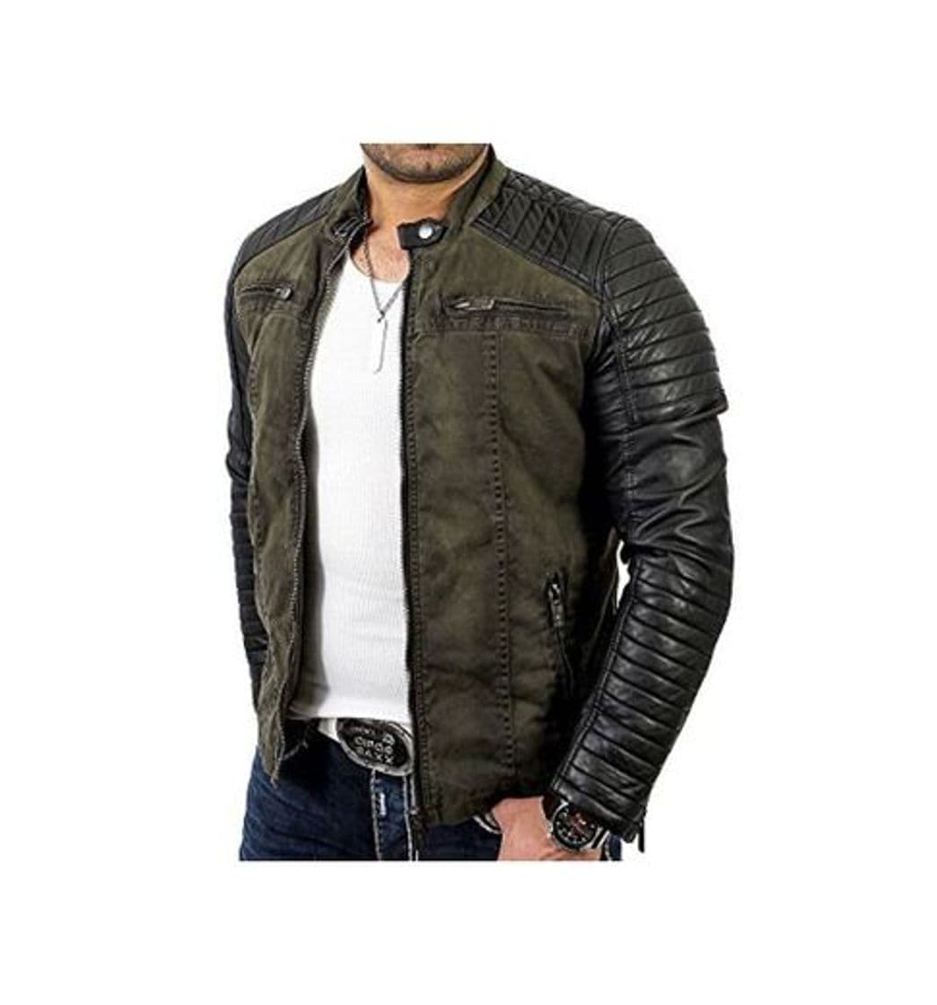 Producto Red Bridge Hombres Chaqueta Cuero Sintético Transición Acanalada Moda Casuales Algodón Jacket