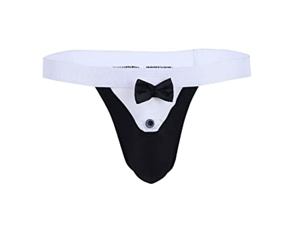 Fashion IEFIEL Lencería Hombre Sexy Tanga con Liga Slips Calzoncillos Abiertos Bóxer para Hombre Underwear Negro L