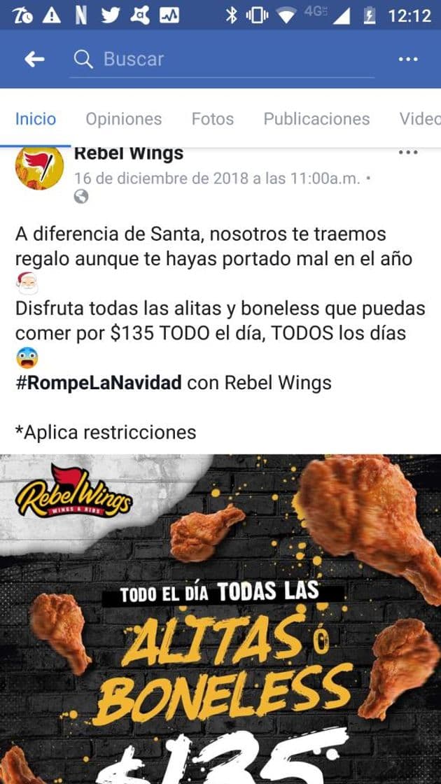 Restaurantes Rebel Wings Kabah