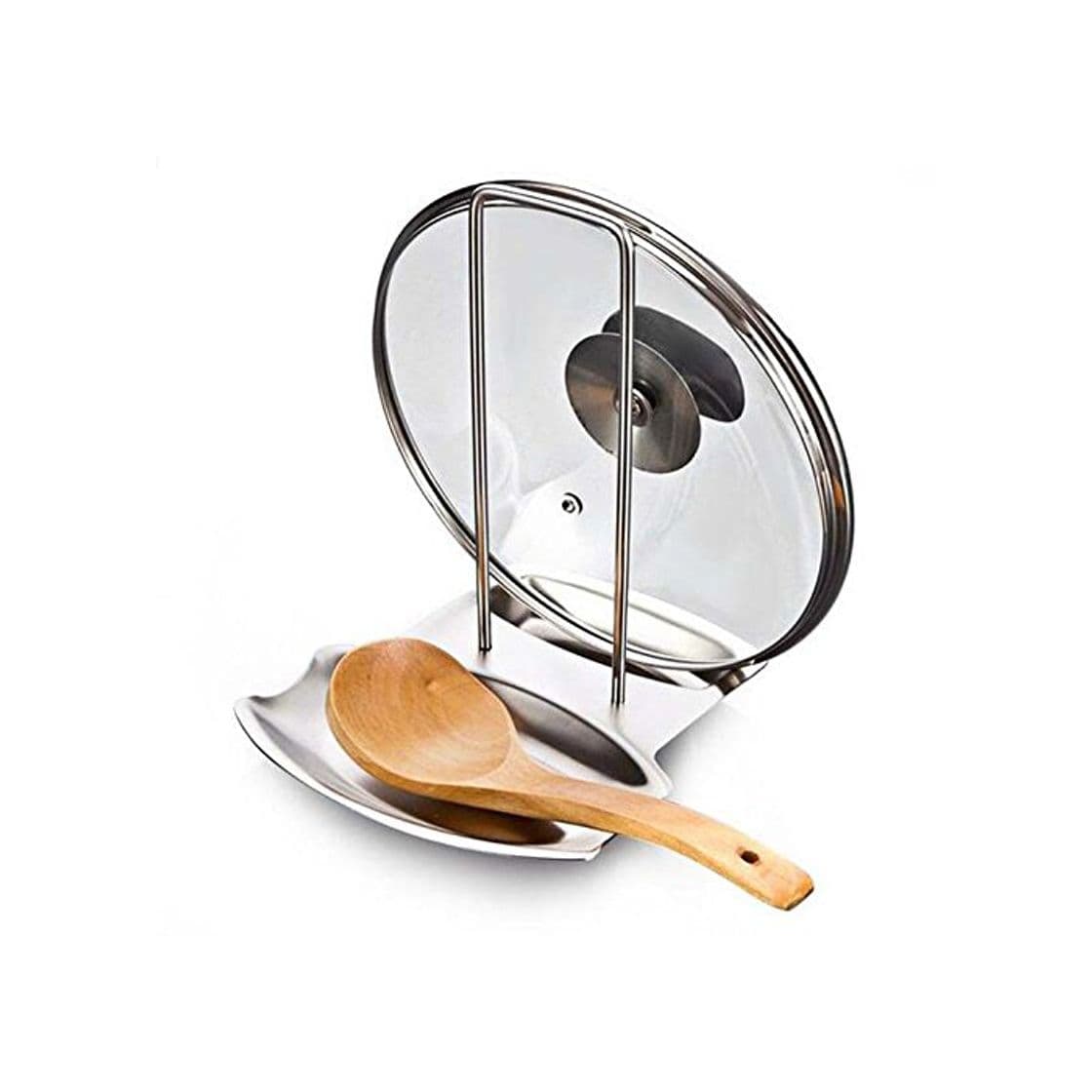 Producto Denshine Soporte de Tapas y Cucharas Organizador para Cocina de Acero Inoxidable Sartenes Resto de Tapas Utensilios para Cocina