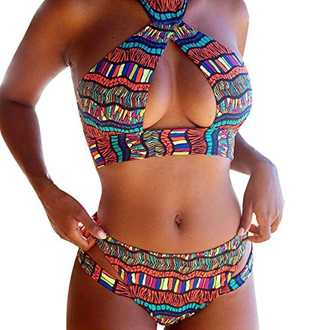 Moda Fannyfuny_Bikinis Mujer Conjunto de Bikinis Push Up Bañadores Mujer Bikini de Punto Playa Tankinis Mujer con Impresión Bohemio BañAdores con Relleno Trajes de BañO Dividido BañAdores