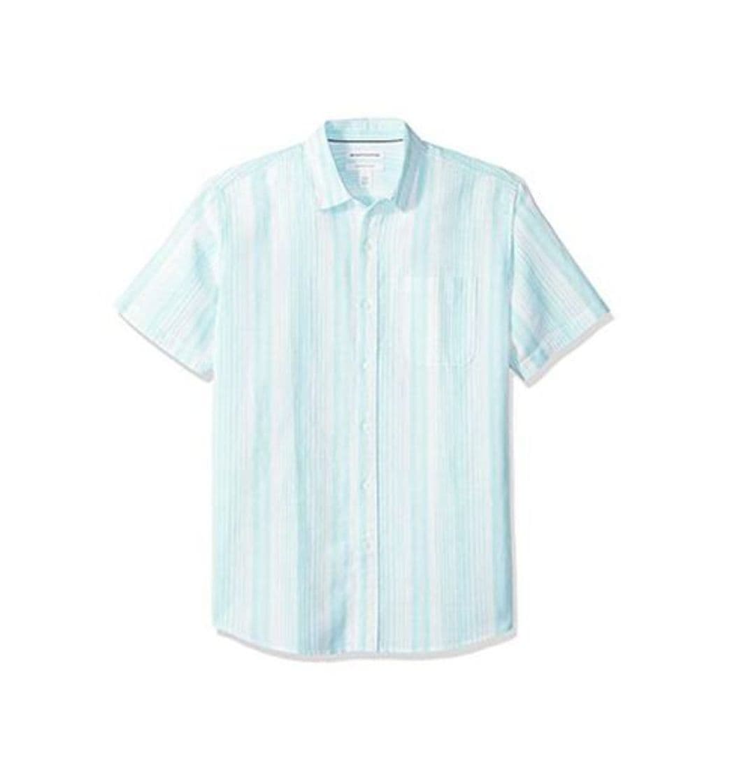 Producto Amazon Essentials - Camisa a cuadros de lino con manga corta para