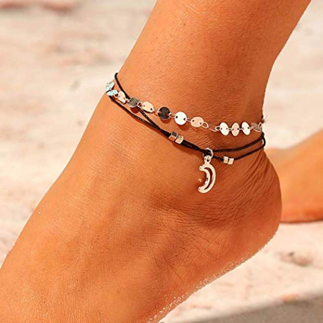 Moda Jovono Boho Sequins Anklets Crescent Moon Tobilleras Pulseras Fashion Beach Foot Jewelry