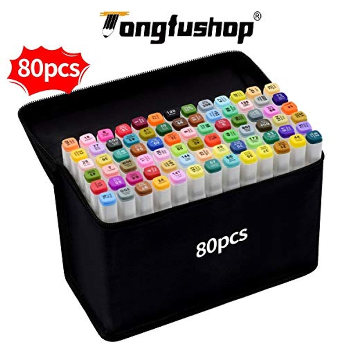 Producto Rotulador de 80 Colores Marker Pen Marcadores Manga Creativos de Certificación SGS Rotulador Alcohol de Punta Doble ara Acuarela Graffiti para Principiantes Set de Rotuladores de Boceto Hecho a Mano