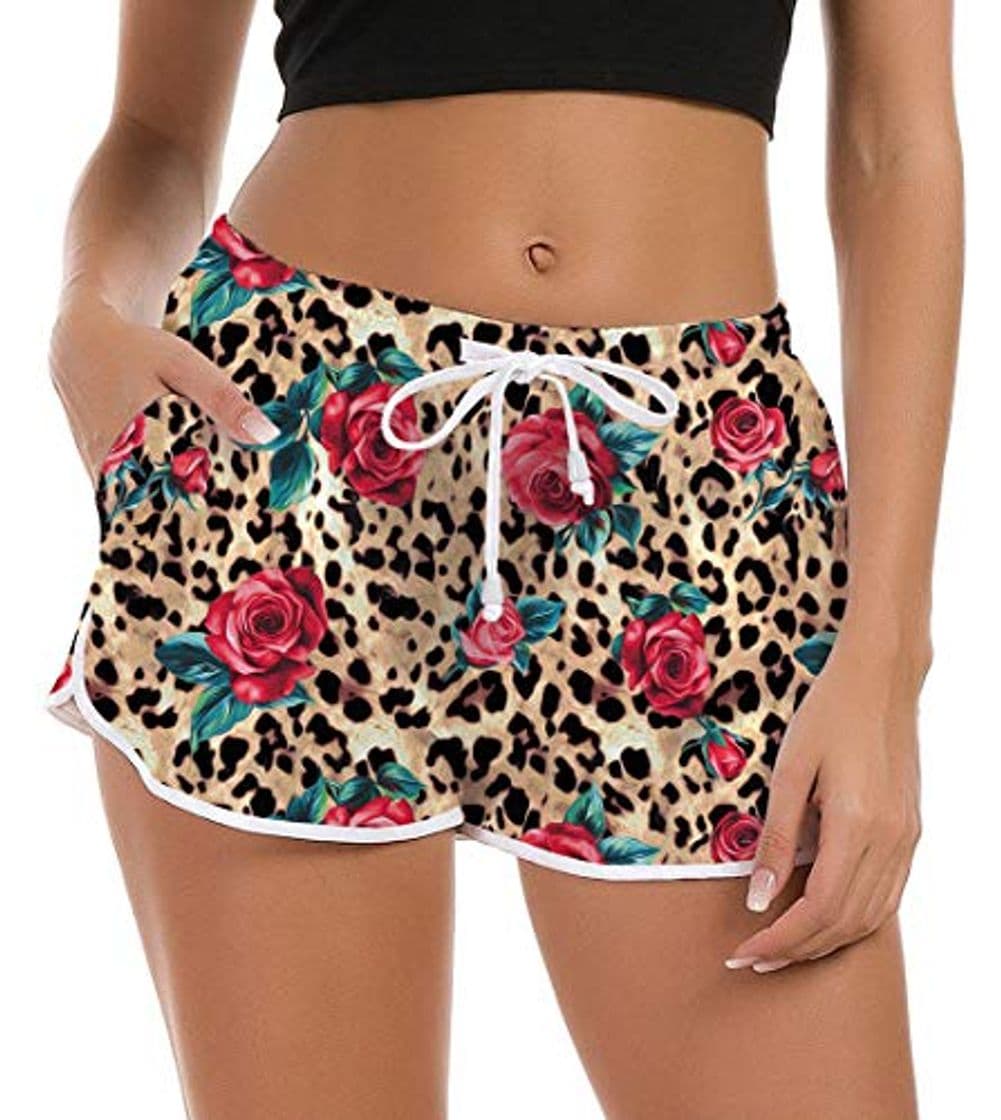 Moda Fanient Pantalones Cortos de Dama Pantalones Cortos de Cintura elástica Pantalones de salón Yoga Divertido Correr Gimnasio Ropa Deportiva con Bolsillos Unicorn Pijamas Shorts para Mujeres S