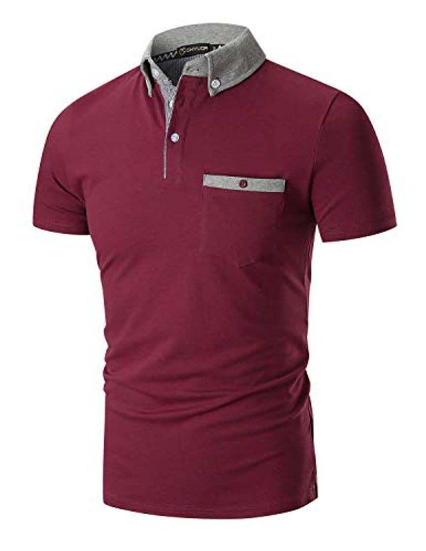 Fashion YIPIN Hombre Polo de Manga Corta Color de Contraste Golf Camisa Poloshirt