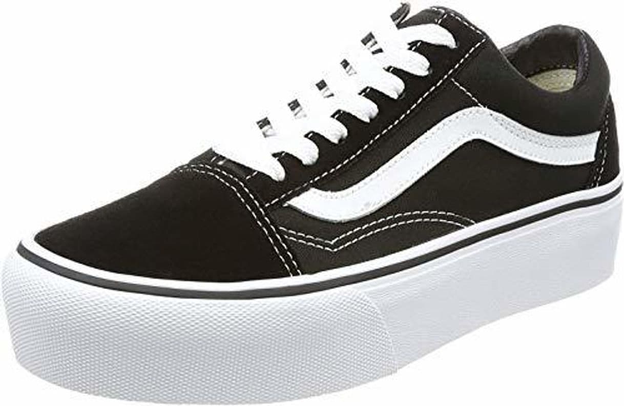 Fashion Vans Old Skool Platform, Zapatillas para Mujer, Negro