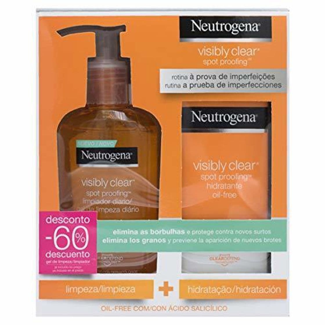 Beauty Neutrogena Visible Clear Paquete Hidratante con Limpiador Diario y Crema Hidratante