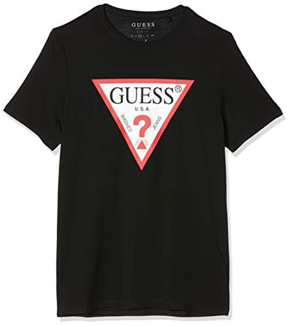 Moda Guess Cn SS Original Logo Core tee Camiseta, Negro