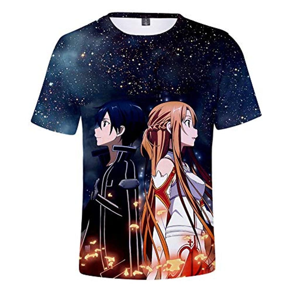 Fashion AQWD Sword Art Online Camiseta Unisex Verano 3D Manga Corta Pareja Refrescante