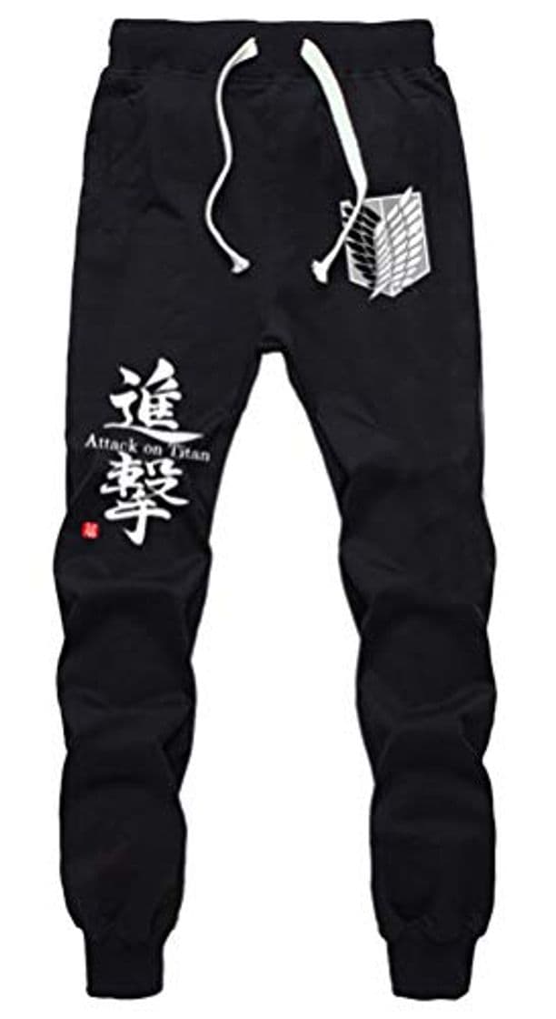 Fashion Cosstars Anime Shingeki No Kyojin Attack on Titan Jogger Pantalones Deportivos Cosplay Disfraz Largos Sweat Pants Noos Trousers con Bolsillos Negro 4 S