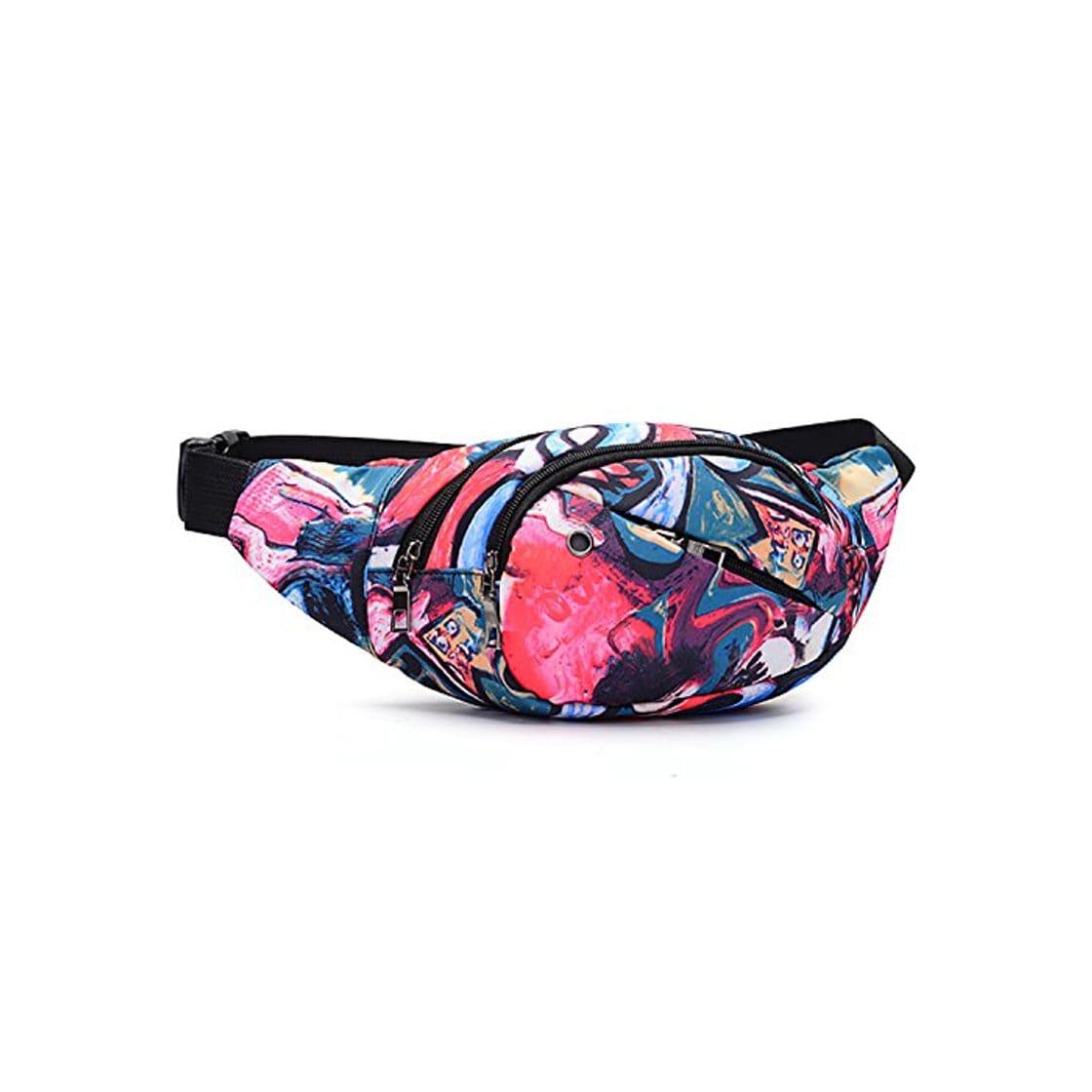 Fashion Riñonera lienzo 3-zipper Fanny Pack cintura bolsa con correa ajustable para correr