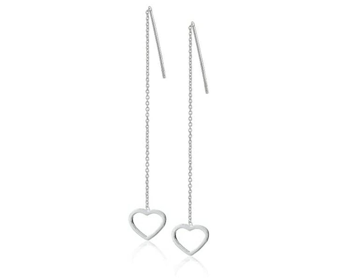 Fashion Pendientes de gota de plata de ley con diseño de corazón abi