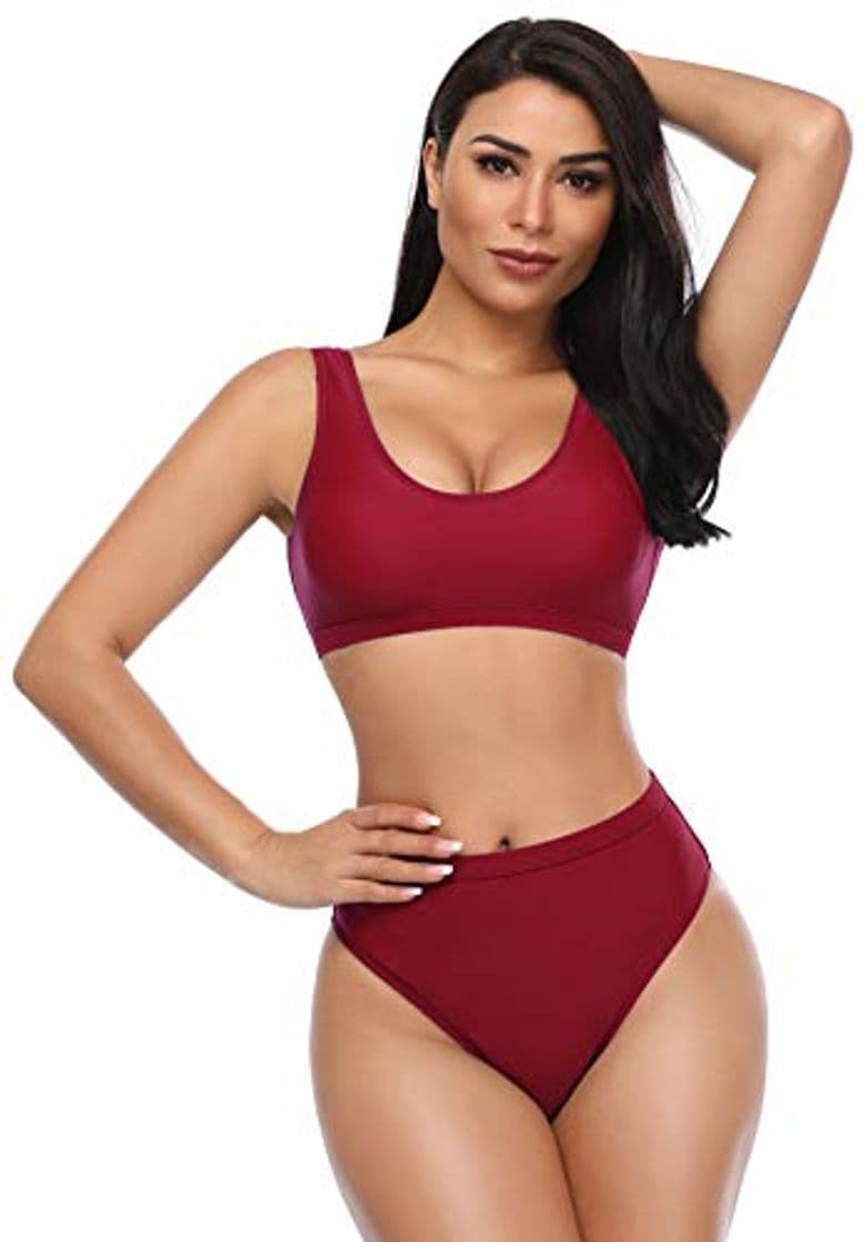 Fashion SHEKINI Bikini de Mujer Trajes de Baño de Dos Piezas Low Scoop