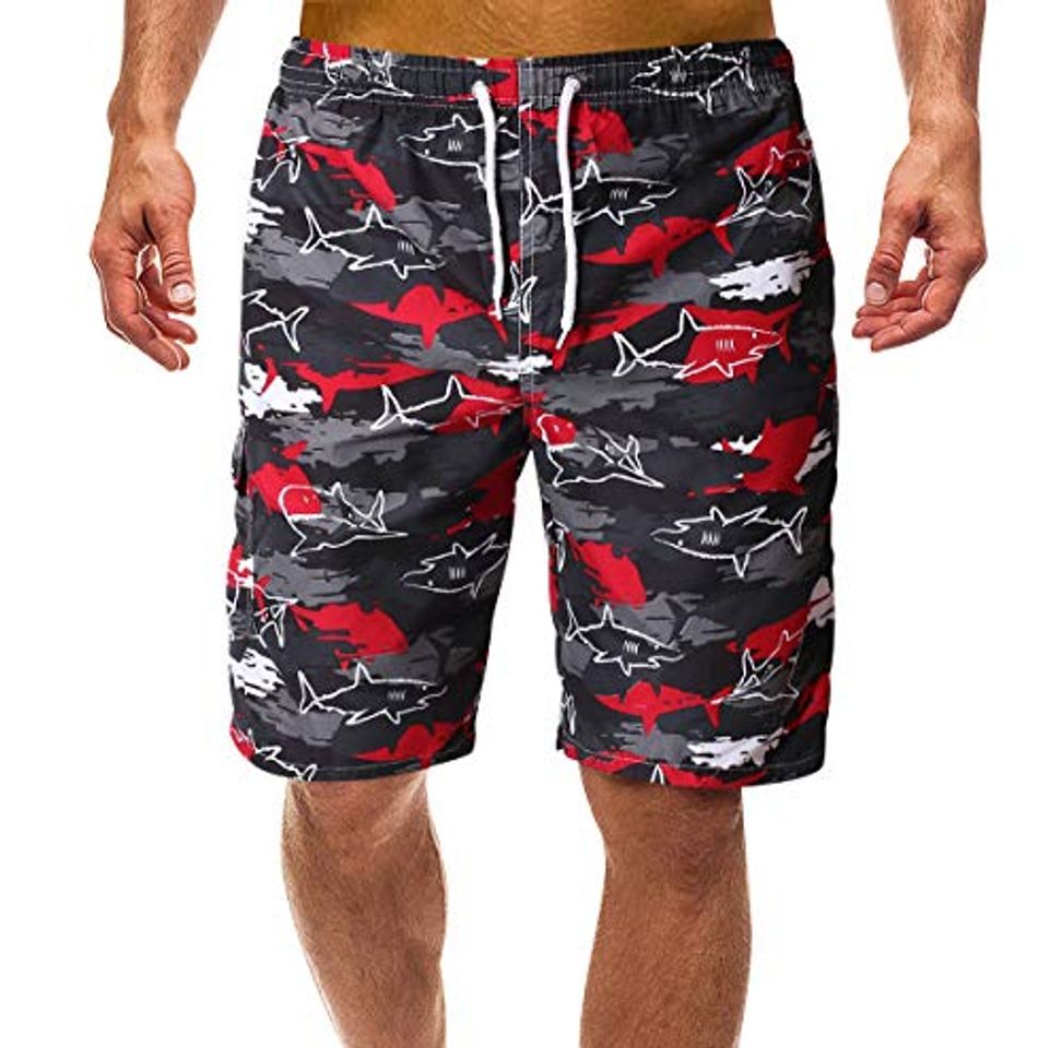 Moda Bañadores Estampados Hombre Bañador Natacion Hombre Cortos Largo Traje Trajes de Baño para Hombres Bañador Piscina Surf Playa Caballero Deportivo Pantalonetas Short de Baño Tallas Grandes Negro 2XL