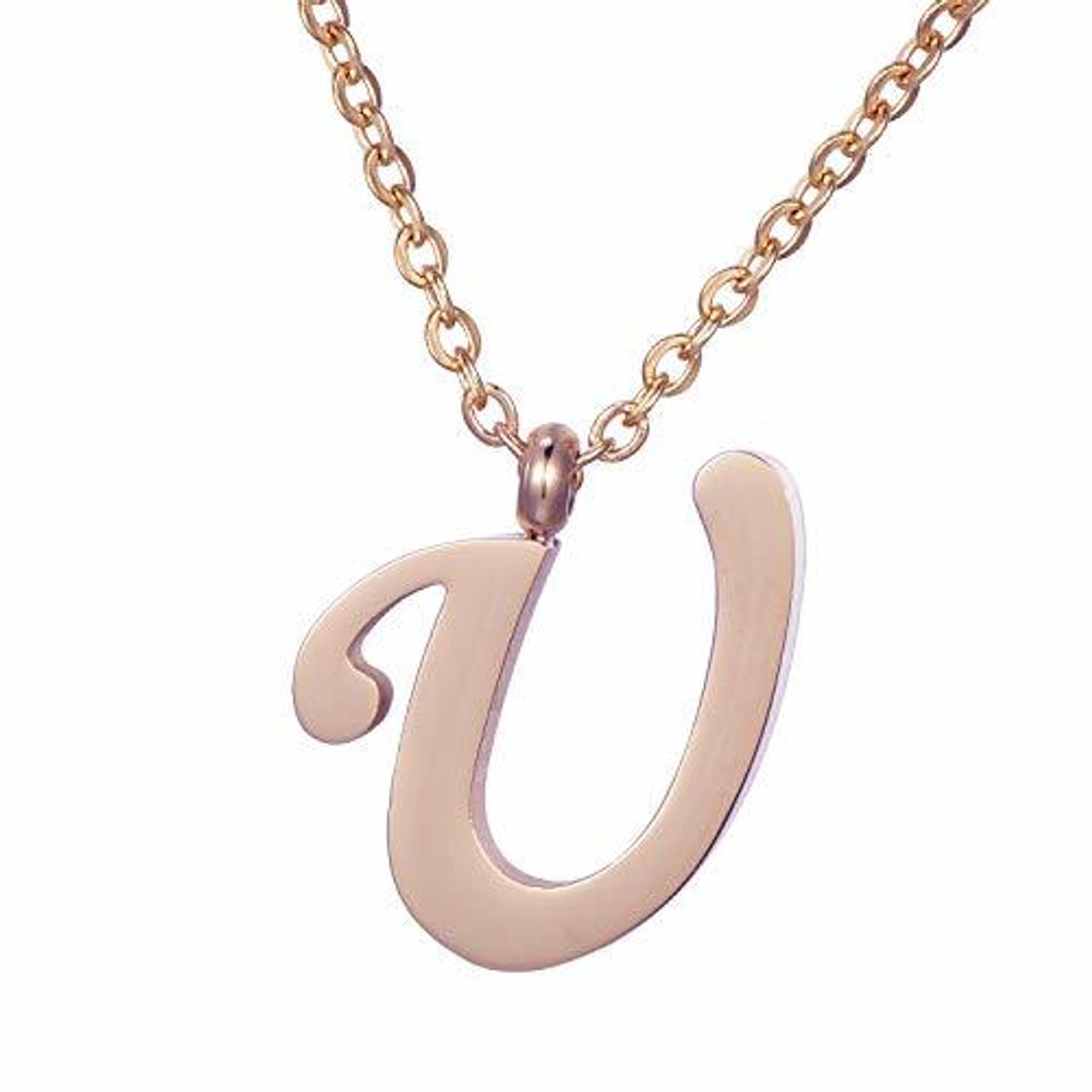 Product Morella Collar de Oro Rosa y Acero Inoxidable con Colgante Letra U