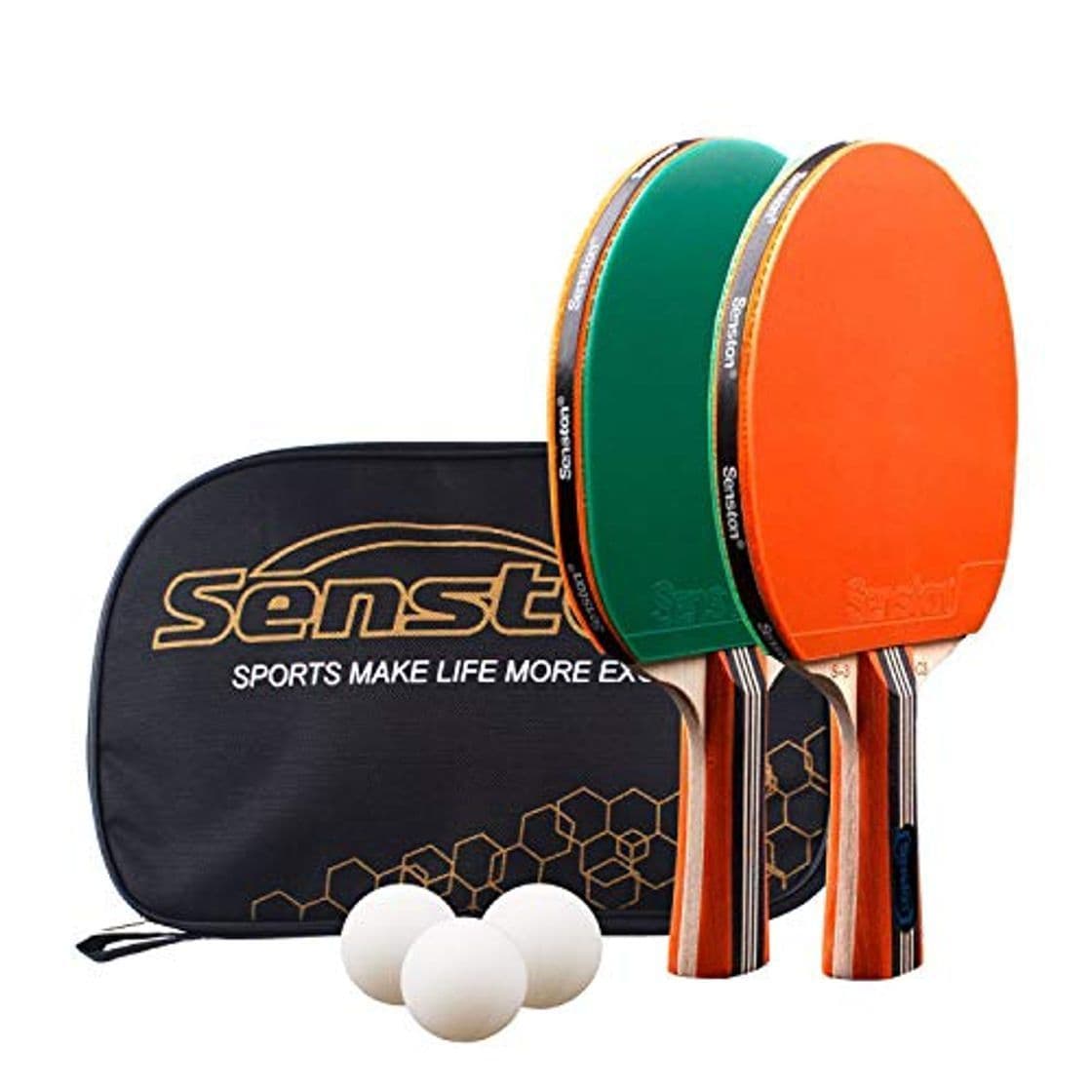 Product Senston Palas Ping Pong, Pelotas Ping Pong Set, 2 Raquetas de Tenis