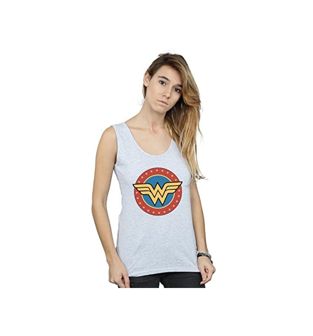 Moda DC Comics Mujer Wonder Woman Circle Logo Camiseta Sin Mangas Deporte Gris Small