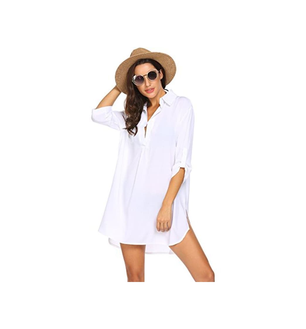 Product Small, White) - Unibelle Women's Swimsuit Beach Cover up Shirt Bikini Beachwear