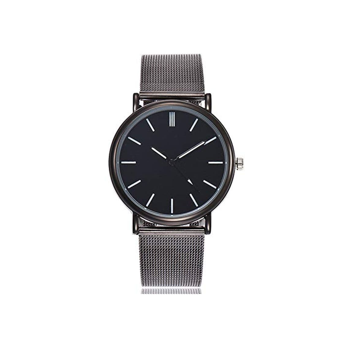 Fashion ACC Geneva Net con Relojes de Oro y Plata para Hombres y Mujeres Simple Ultra Delgado Reloj de Cuarzo Negro