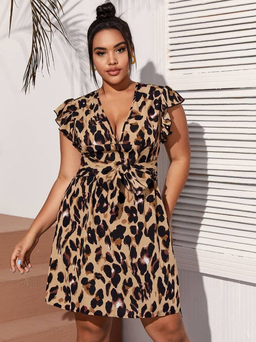 Moda 💠Vestido de leopardo con espalda pelada 