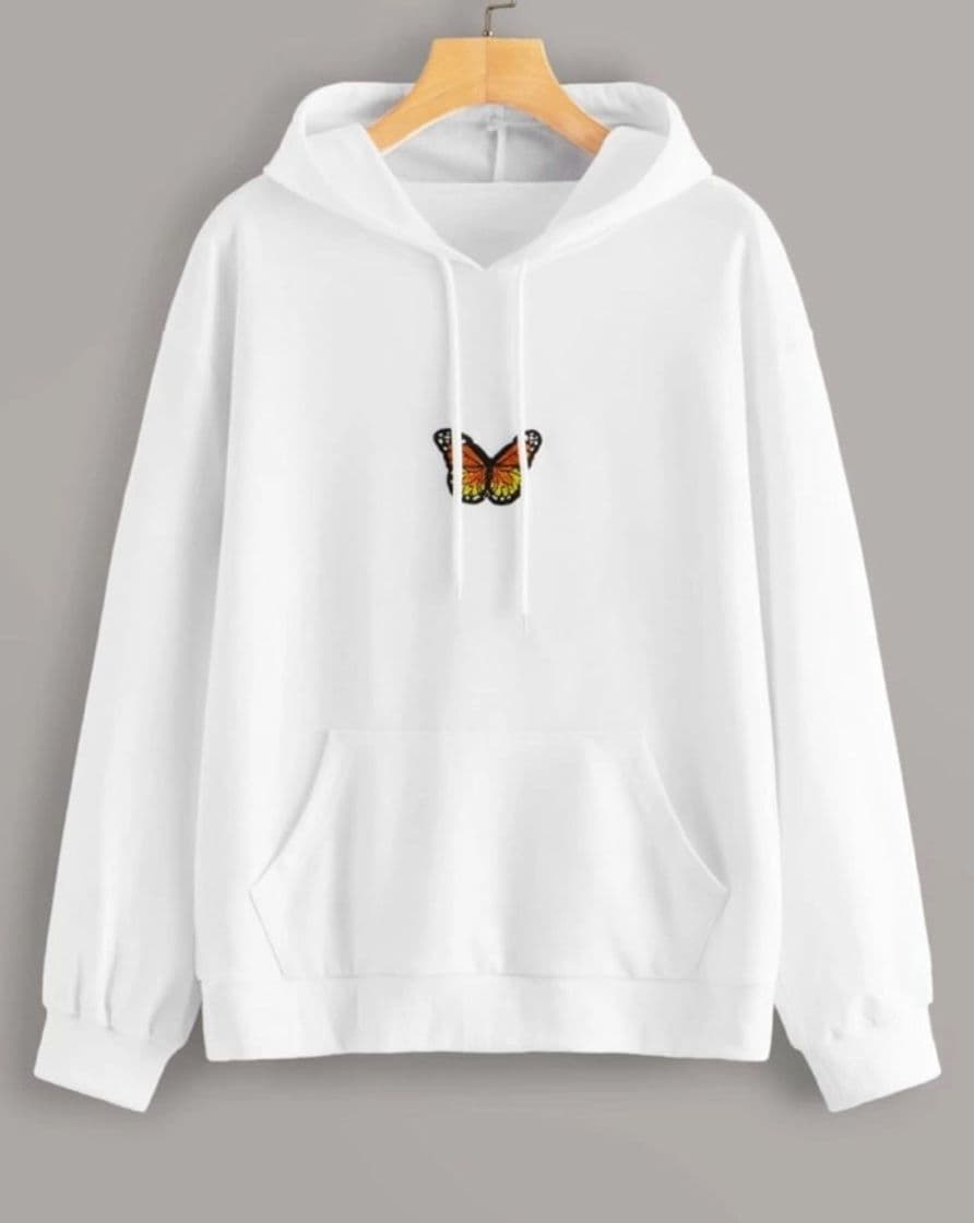 Moda Sudadera SHEIN con capucha parche de mariposa 🦋 