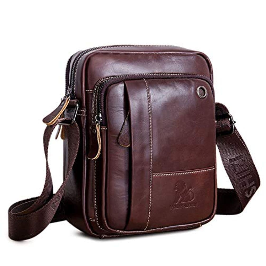 Producto BAIGIO Bolso Bandolera Hombre de Cuero Bolso de Hombro Piel Pequeño Vintage