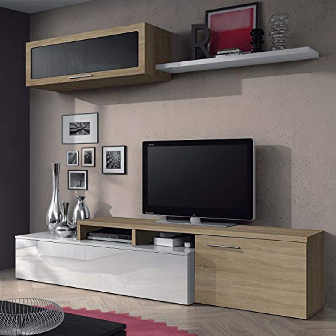 Elemento de la categoría hogar Habitdesign 016667F - Mueble de salón Comedor Moderno, Medidas: 200x41/34x43 cm de