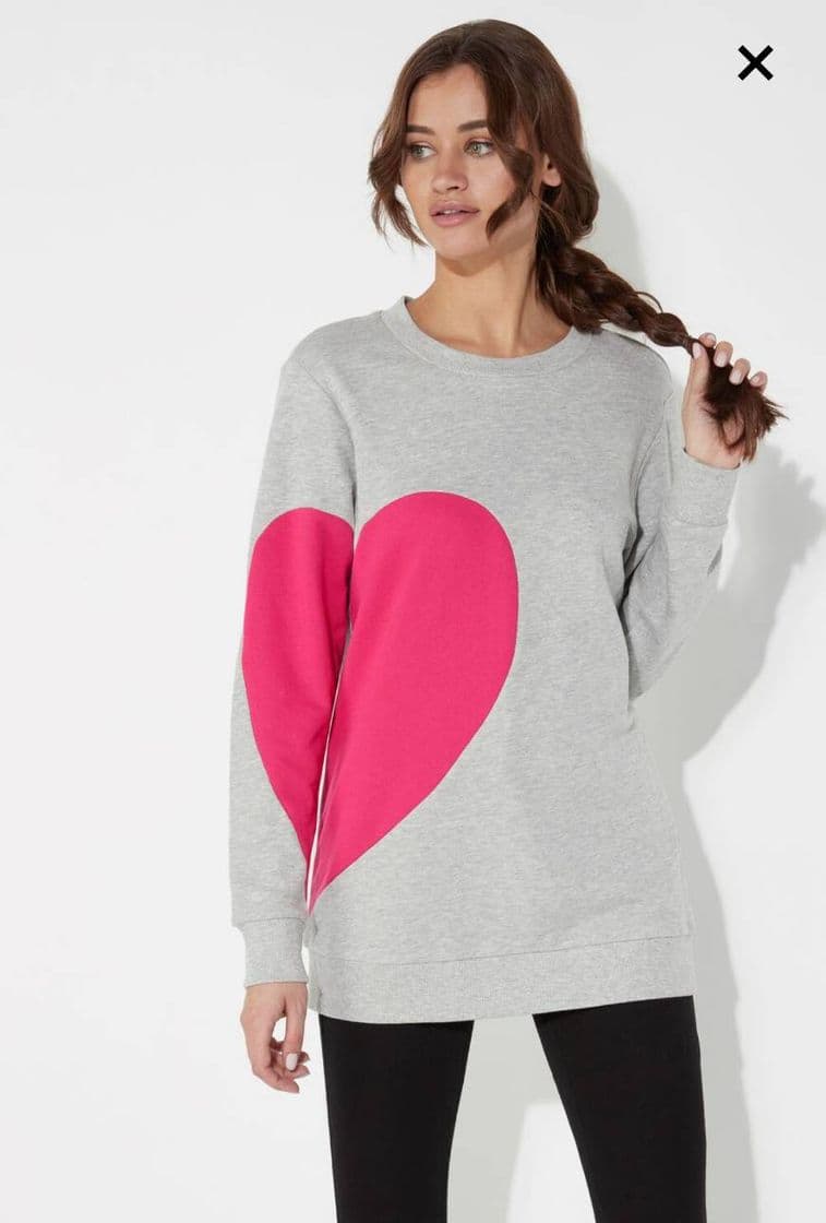 Moda Sudadera Cuello Redondo y Parche de Corazón - Tezenis