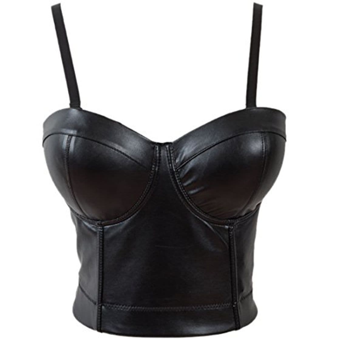 Moda Aiuem Negro PU Cuero Bralet Bustier gótico Punk de Las Mujeres del