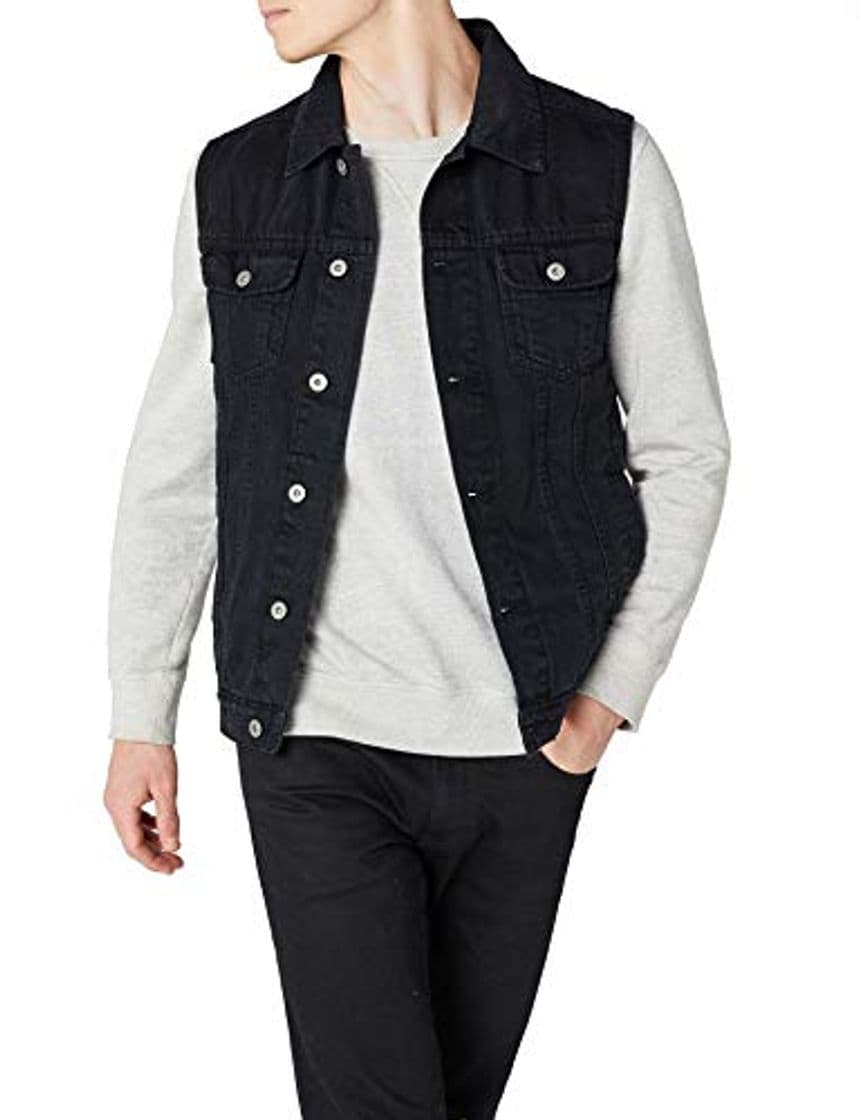 Moda Urban Classics Denim Vest Chaleco, Negro