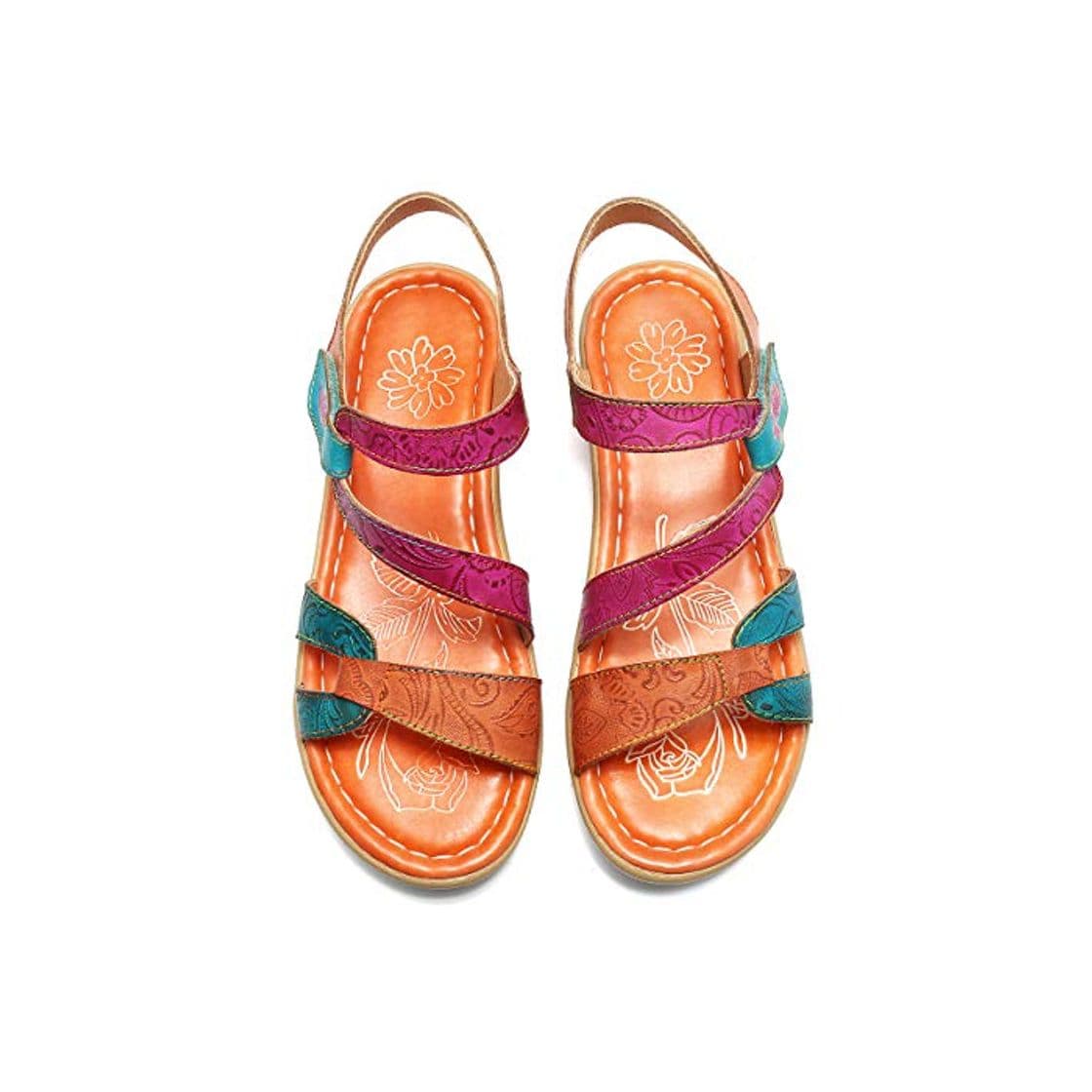 Fashion gracosy Sandalias Cuero Planas Verano Mujer Estilo Bohemia Zapatos para Mujer de