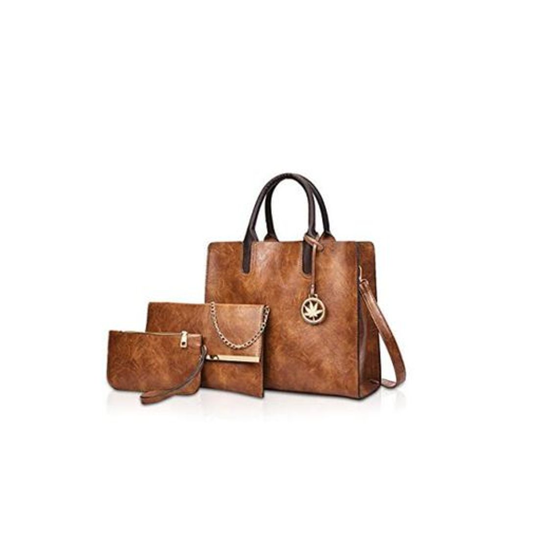 Producto NICOLE&DORIS Bolsos Mujer 3 Piezas Bolso de Cuero para Damas Bolsos Totes Bolso de Bandolera Monedero marrón