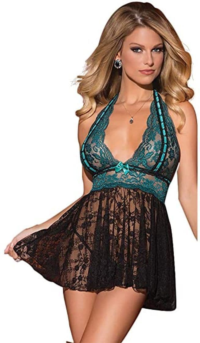 Producto EVBEA Lencería Mujer Erótica Babydoll con Tanga Ropa Interior Sexy Dormir Vestido Camisones Encaje con Cordón Pijamas Femenina Hot Lencería Tentación