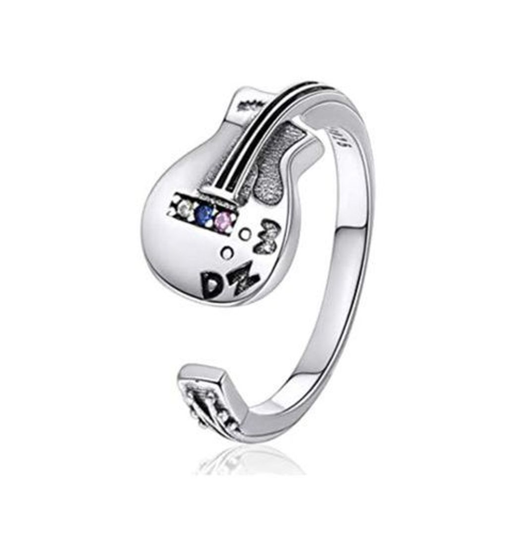 Producto ChicSilver Plata de Estándar 925 Guitarra Elemento Musical Anillo Abierto Ajustable para