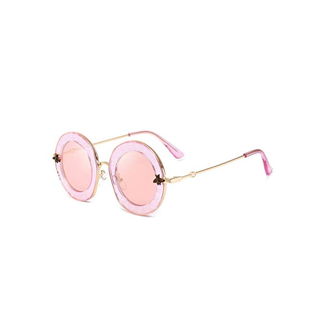 Moda ZRTYJ Gafas de Sol Pequeñas Gafas de Sol Redondas de Las Mujeres de la Moda Retro Rosa Espejo Lente Letras inglesas Marco Damas Gafas de Sol Sombras