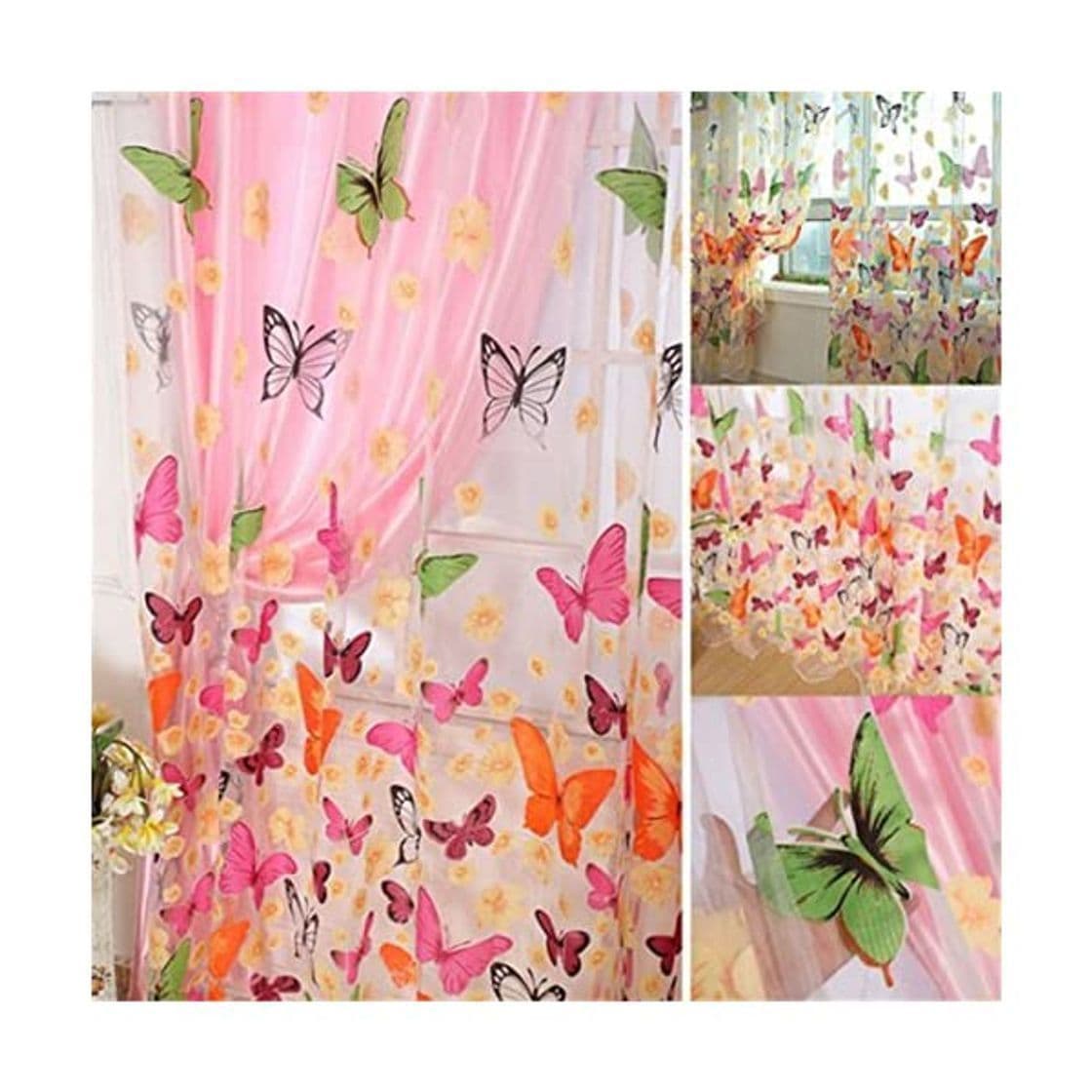 Product Mariposa floral cortinas Visillos gasa de Tulle de la cortina de ventana